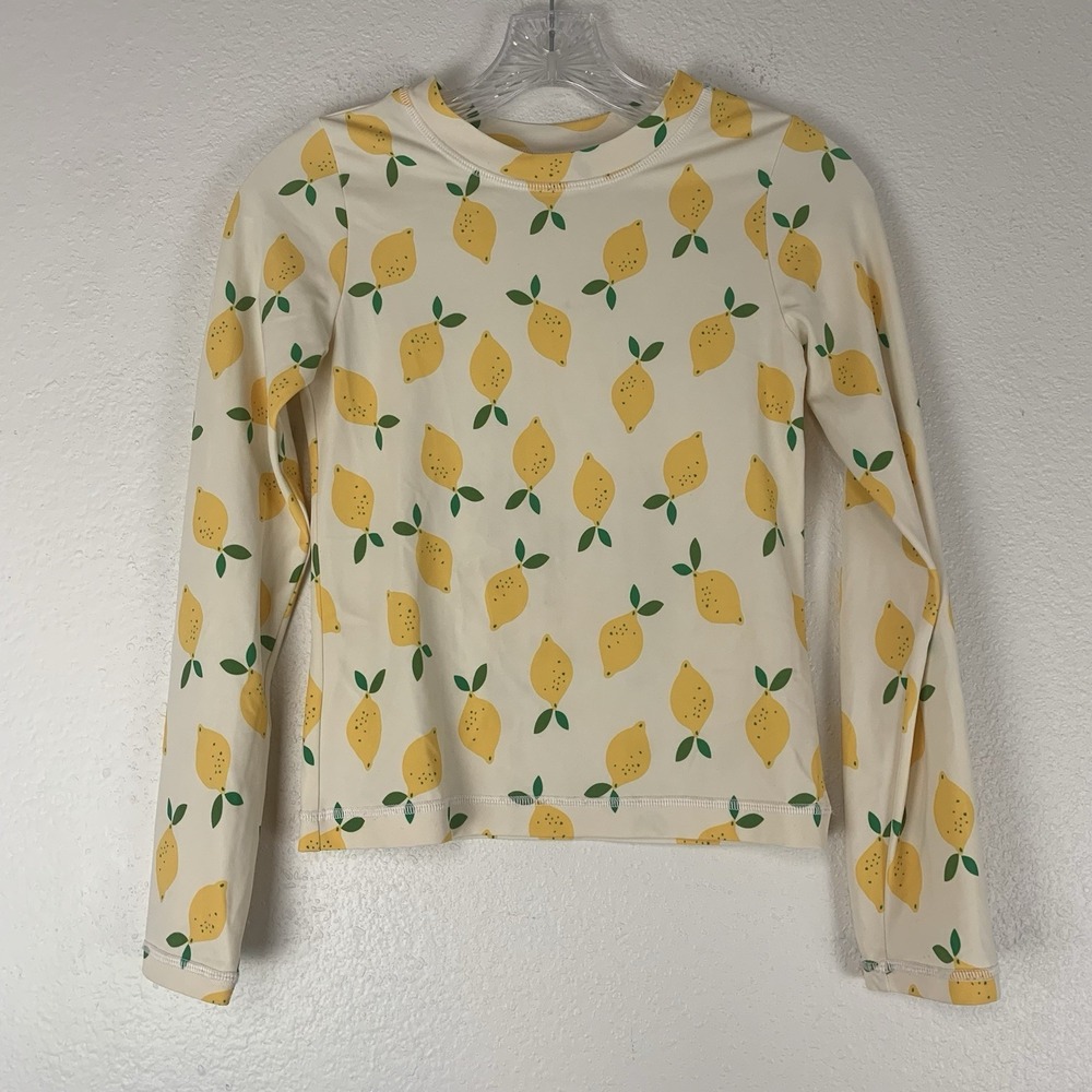 Hanna Andersson Rash Guard Girls 12 Lemons Long Sleeve‎ Crewneck Pullover Swim